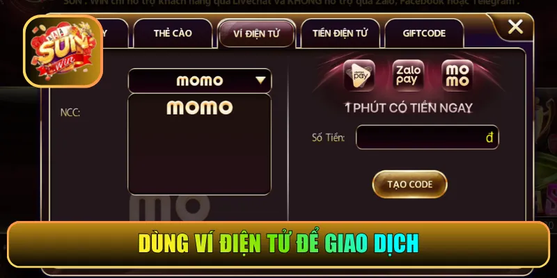 Dùng ví điện tử để giao dịch